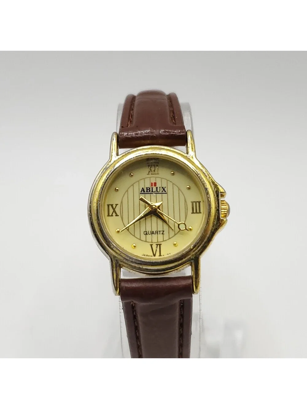 Ablux Quartz Brown Leather Band 22mm Womens Watch New Battery